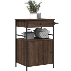 Trolleys-vidaXL - Keukentrolley - Bruin - Bewerkt hout