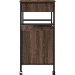 Trolleys-vidaXL - Keukentrolley - Bruin - Bewerkt hout