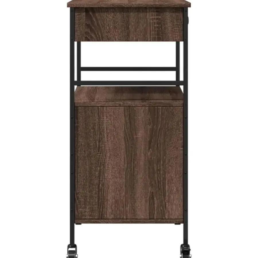 Trolleys-vidaXL - Keukentrolley - Bruin - Bewerkt hout