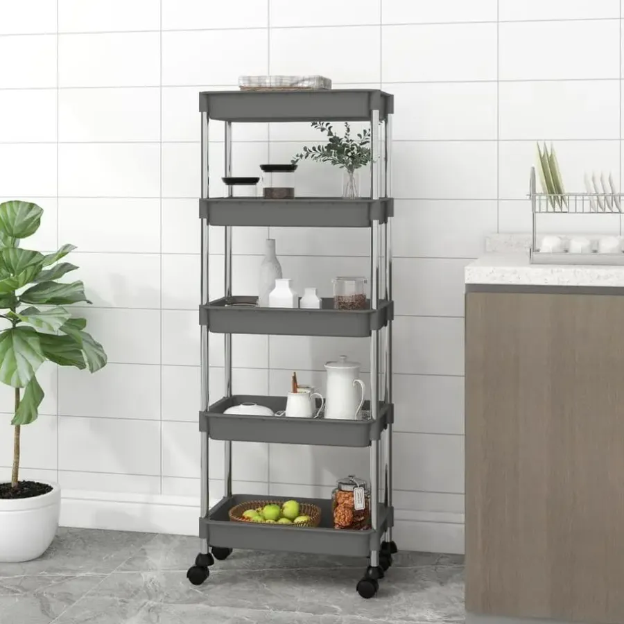 Trolleys-vidaXL - Keukentrolley - Grijs - IJzer