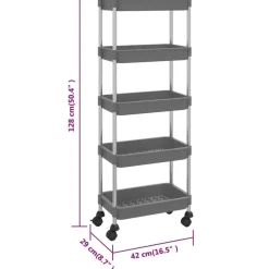Trolleys-vidaXL - Keukentrolley - Grijs - IJzer