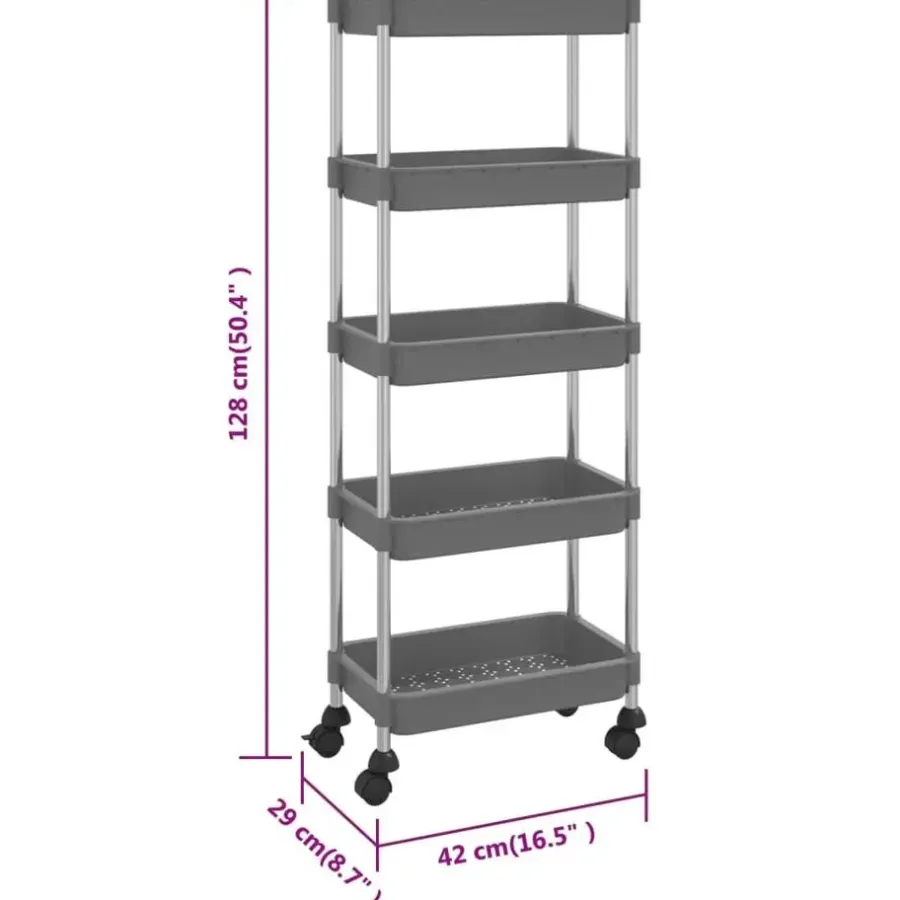 Trolleys-vidaXL - Keukentrolley - Grijs - IJzer