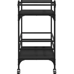 Trolleys-vidaXL - Keukentrolley - Zwart - Bewerkt hout