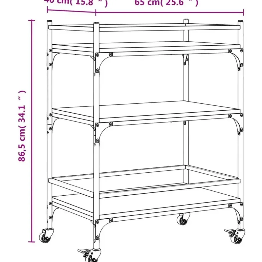 Trolleys-vidaXL - Keukentrolley - Zwart - Bewerkt hout