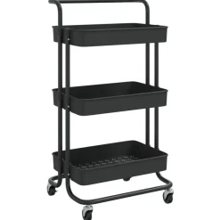 Trolleys-vidaXL - Keukentrolley - Zwart - IJzer