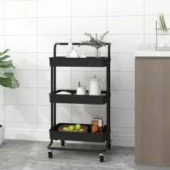 Trolleys-vidaXL - Keukentrolley - Zwart - IJzer