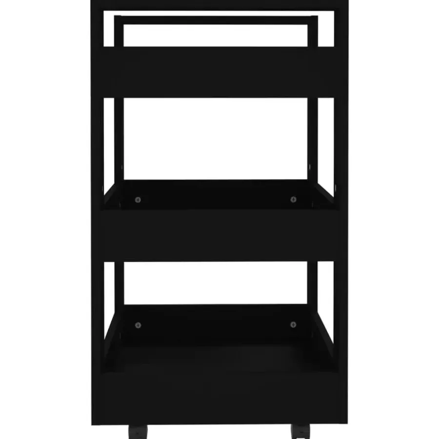 Trolleys-vidaXL - Keukentrolley - Zwart - Bewerkt hout
