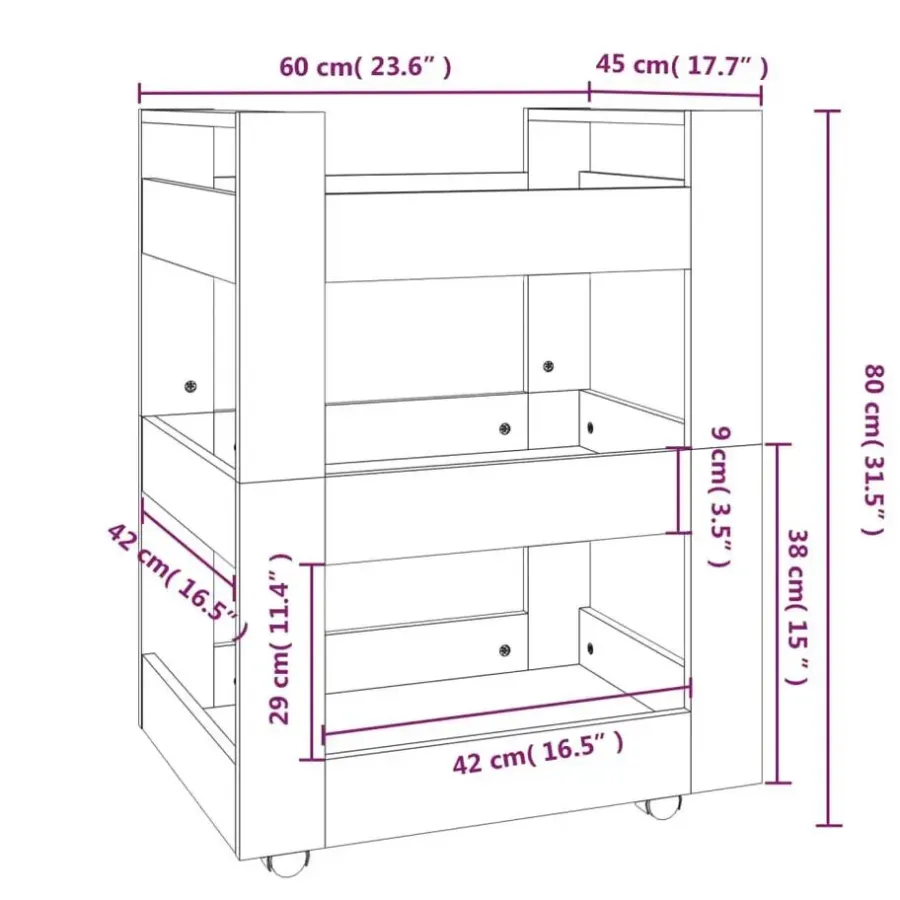 Trolleys-vidaXL - Keukentrolley - Zwart - Bewerkt hout