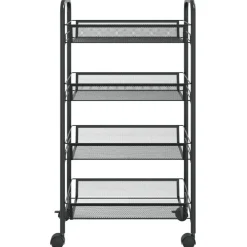 Trolleys-vidaXL - Keukentrolley - Zwart - IJzer - 46 x 26 x 85 cm