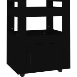 Trolleys-vidaXL - Keukentrolley - Zwart - Bewerkt hout