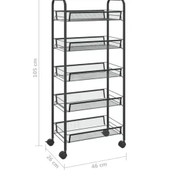 vidaXL - Keukentrolley - Zwart - IJzer - 46 x 26 x 105 cm