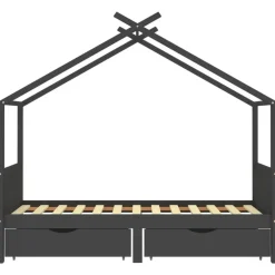 vidaXL - Kinderbed met lades - Donkergrijs - Grenenhout - 90x200 cm