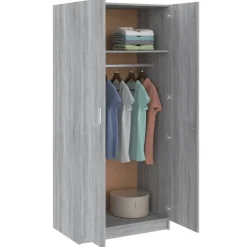 vidaXL - Kledingkast - Grijs - Bewerkt hout