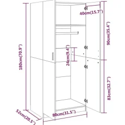vidaXL - Kledingkast - Grijs - Bewerkt hout