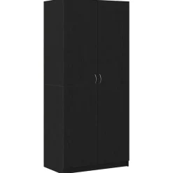 vidaXL - Kledingkast - Zwart - Bewerkt hout
