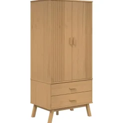 Kledingkasten|Kledingkasten-vidaXL - Kledingkast OLDEN met 2 lades - Grenenhout - Bruin - 76.5x53x172 cm