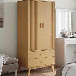 Kledingkasten|Kledingkasten-vidaXL - Kledingkast OLDEN met 2 lades - Grenenhout - Bruin - 76.5x53x172 cm