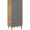 vidaXL - Kledingkast OTTA met 2 lades - Hout - Bruin en grijs - 76.5x53x172 cm