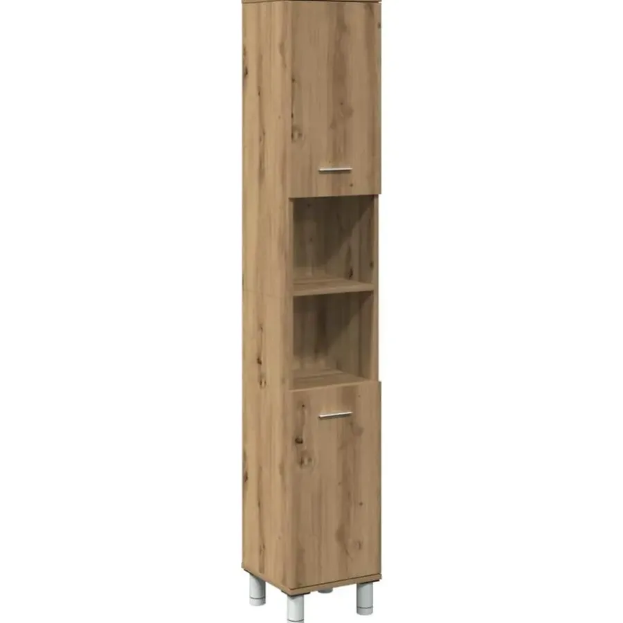 Hoge Kasten-vidaXL - Kolomkast met 2 deuren 2 vakken - Artisan eiken - Hout - 30x30x179 cm
