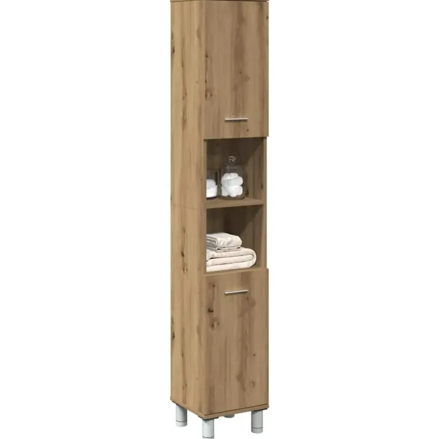 Hoge Kasten-vidaXL - Kolomkast met 2 deuren 2 vakken - Artisan eiken - Hout - 30x30x179 cm