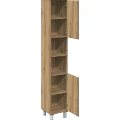 Hoge Kasten-vidaXL - Kolomkast met 2 deuren 2 vakken - Artisan eiken - Hout - 30x30x179 cm
