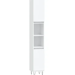 Hoge Kasten-vidaXL - Kolomkast met 2 deuren - Wit - Bewerkt hout en ijzer - 30x30x190 cm