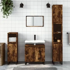 vidaXL - Kolomkast met 2 deuren - Gerookt eiken - Hout en ijzer - 30x30x190 cm
