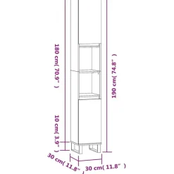 vidaXL - Kolomkast met 2 deuren - Gerookt eiken - Hout en ijzer - 30x30x190 cm
