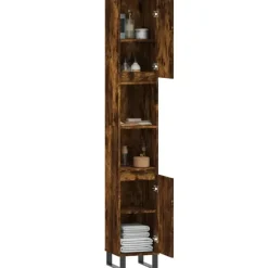 vidaXL - Kolomkast met 2 deuren - Gerookt eiken - Hout en ijzer - 30x30x190 cm