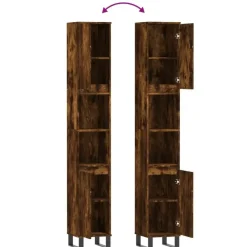 vidaXL - Kolomkast met 2 deuren - Gerookt eiken - Hout en ijzer - 30x30x190 cm