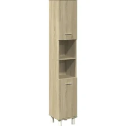 Hoge Kasten-vidaXL - Kolomkast met 2 deuren 2 vakken - Sonoma eiken - Hout - 30.5x30x179 cm