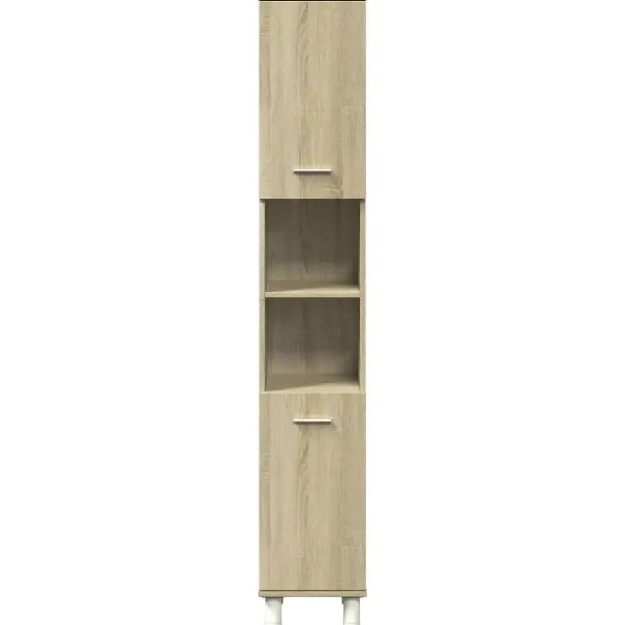 Hoge Kasten-vidaXL - Kolomkast met 2 deuren 2 vakken - Sonoma eiken - Hout - 30.5x30x179 cm