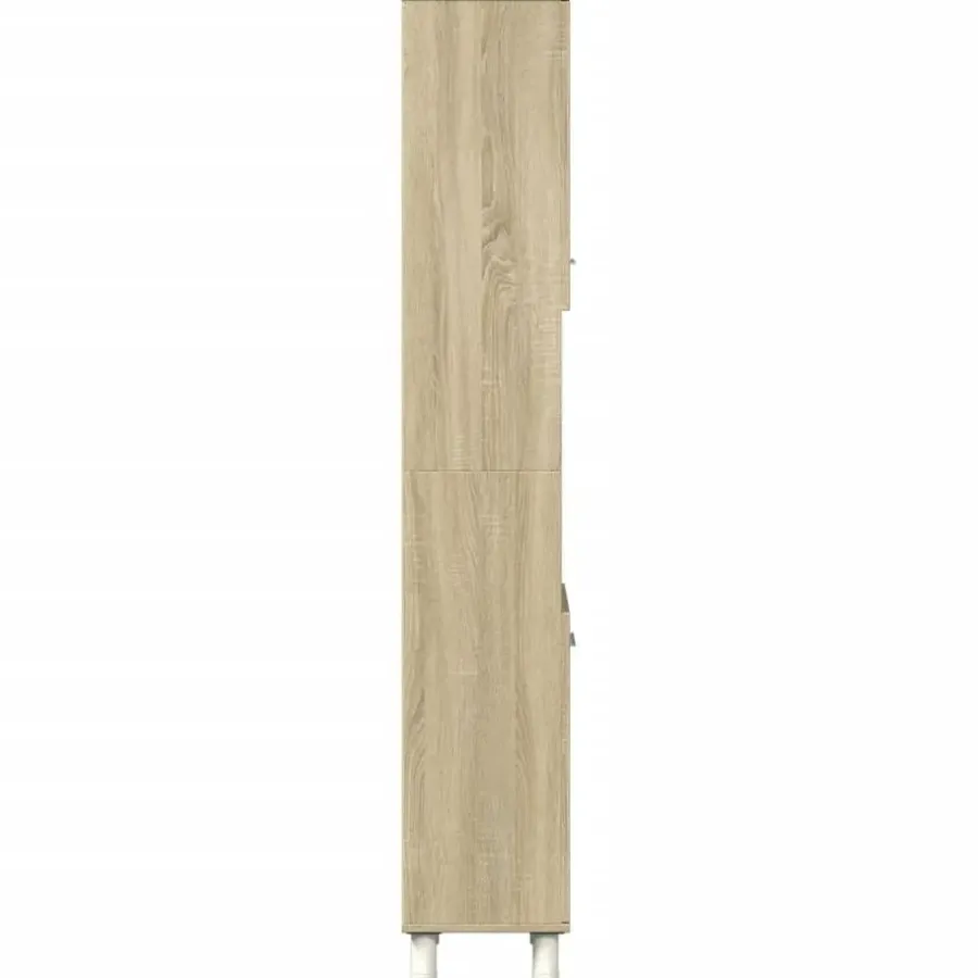 Hoge Kasten-vidaXL - Kolomkast met 2 deuren 2 vakken - Sonoma eiken - Hout - 30.5x30x179 cm