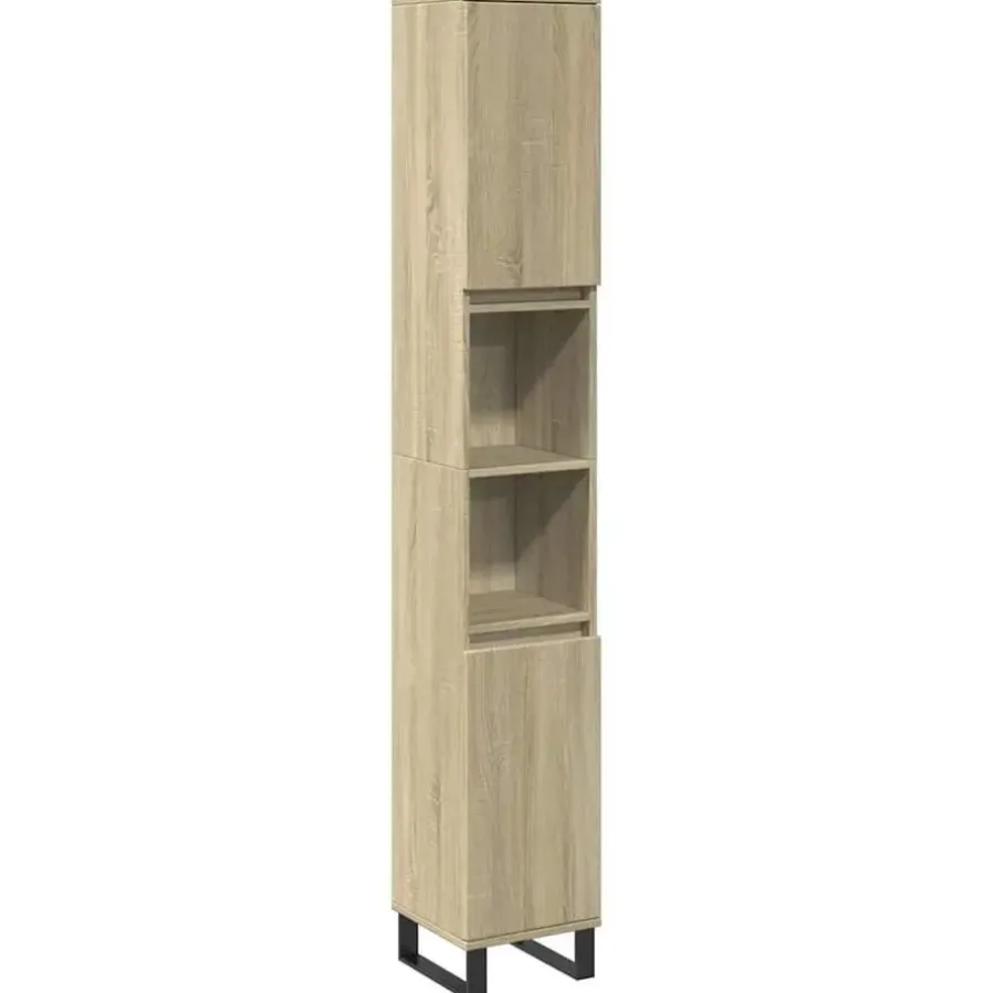 vidaXL - Kolomkast met 2 deuren 2 vakken - Sonoma eiken - Hout - 30x30x190 cm