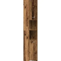 Hoge Kasten-vidaXL - Kolomkast met 2 deuren 2 vakken - Zwart eiken - Hout - 30x30x183.5 cm