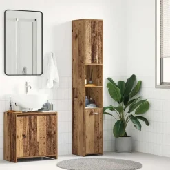 Hoge Kasten-vidaXL - Kolomkast met 2 deuren 2 vakken - Zwart eiken - Hout - 30x30x183.5 cm