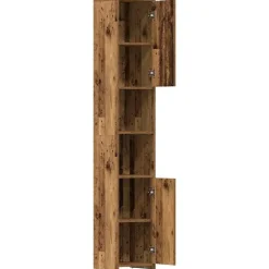 Hoge Kasten-vidaXL - Kolomkast met 2 deuren 2 vakken - Zwart eiken - Hout - 30x30x183.5 cm