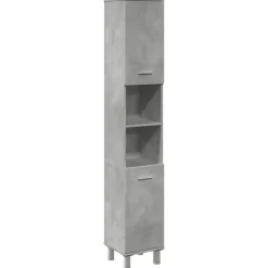 Hoge Kasten-vidaXL - Kolomkast met 2 deuren 2 vakken - Betongrijs spaanplaat - 30x30x190 cm