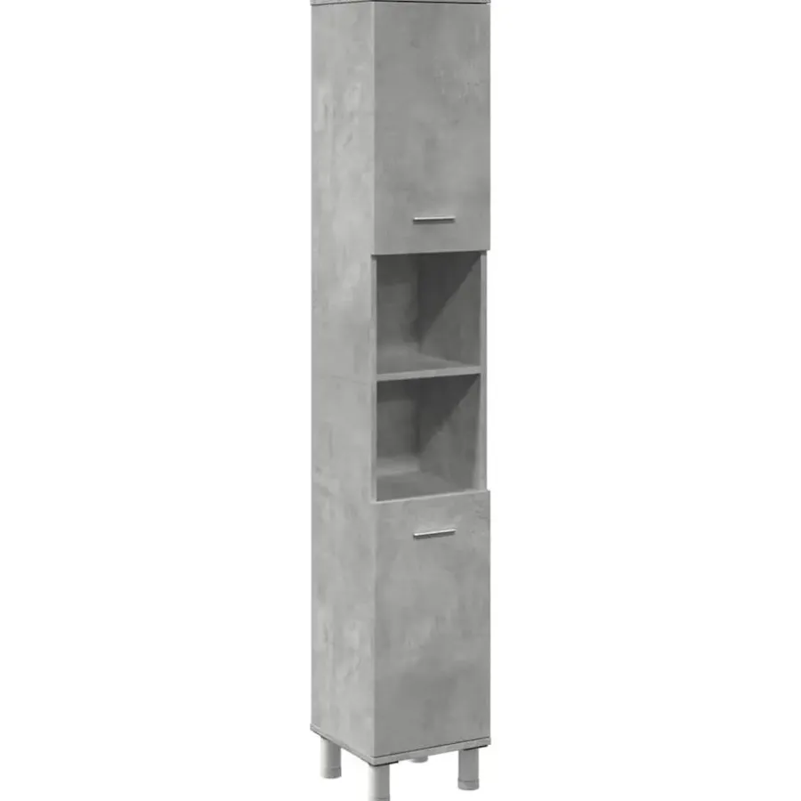 Hoge Kasten-vidaXL - Kolomkast met 2 deuren 2 vakken - Betongrijs spaanplaat - 30x30x190 cm