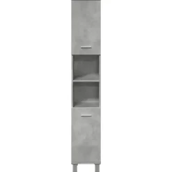 Hoge Kasten-vidaXL - Kolomkast met 2 deuren 2 vakken - Betongrijs spaanplaat - 30x30x190 cm