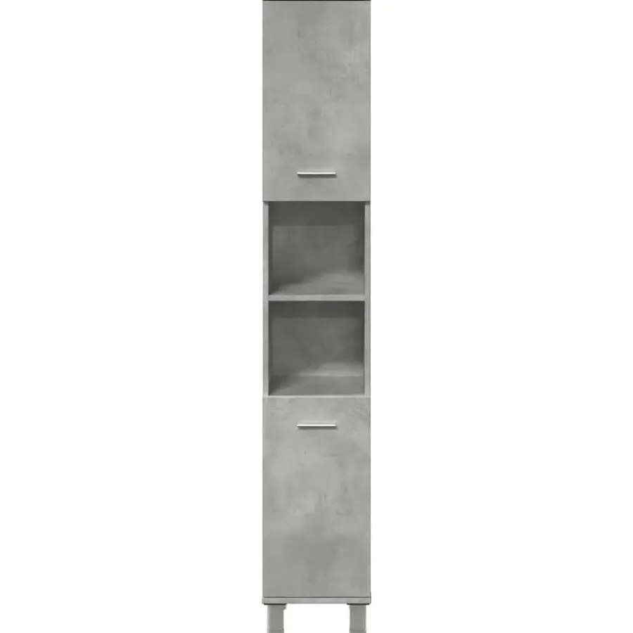 Hoge Kasten-vidaXL - Kolomkast met 2 deuren 2 vakken - Betongrijs spaanplaat - 30x30x190 cm