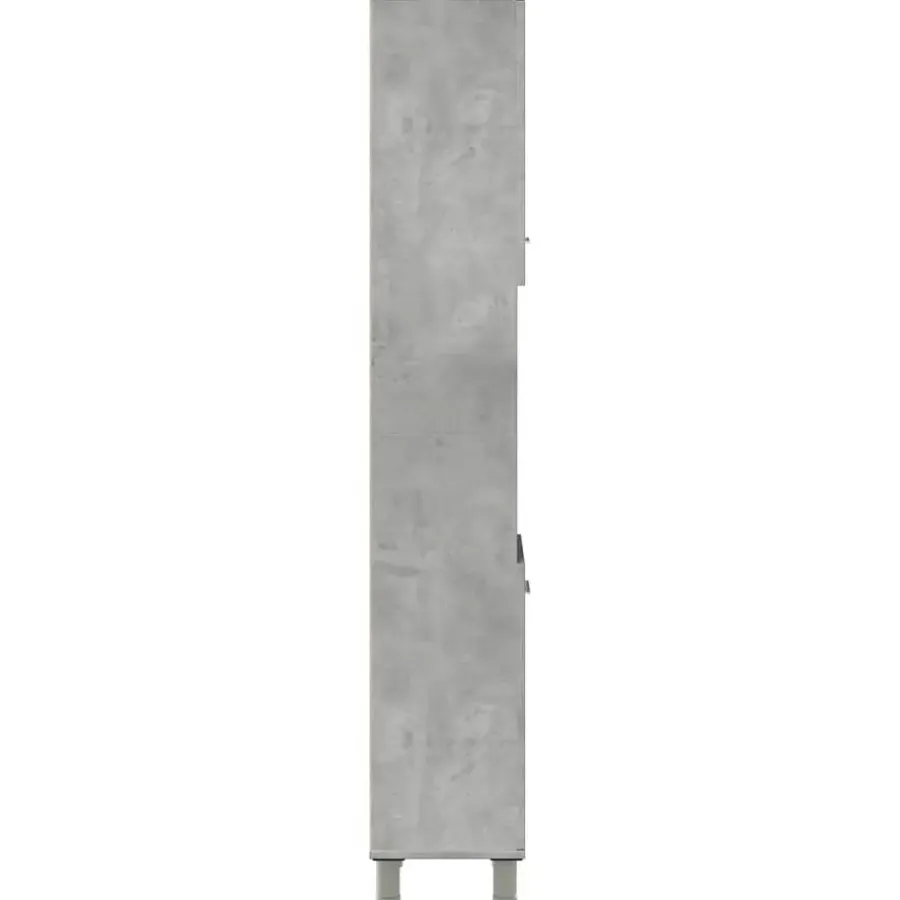 Hoge Kasten-vidaXL - Kolomkast met 2 deuren 2 vakken - Betongrijs spaanplaat - 30x30x190 cm