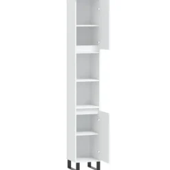 vidaXL - Kolomkast met 2 deuren 2 vakken - Wit - Hout en ijzer - 30x30x190 cm