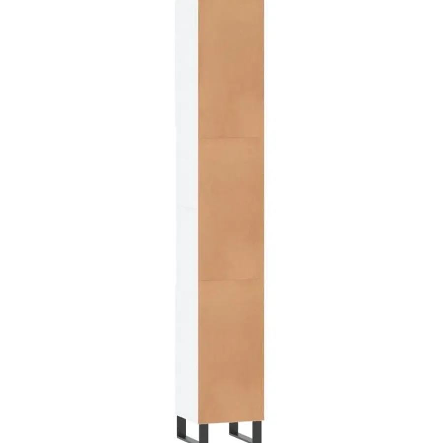vidaXL - Kolomkast met 2 deuren 2 vakken - Wit - Hout en ijzer - 30x30x190 cm