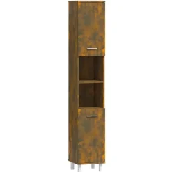 Hoge Kasten-vidaXL - Kolomkast met 2 deuren - Gerookt eiken - Bewerkt hout - 30x30x179 cm