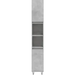 Hoge Kasten-vidaXL - Kolomkast met 2 deuren - Betongrijs - Hout en ijzer - 30x30x190 cm