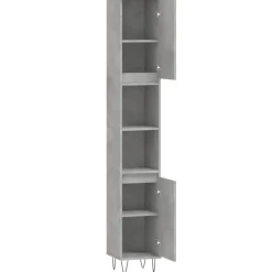 Hoge Kasten-vidaXL - Kolomkast met 2 deuren - Betongrijs - Hout en ijzer - 30x30x190 cm