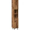 vidaXL - Kolomkast met 2 deuren 2 vakken oud hout - Bewerkt hout - 30x30x179 cm