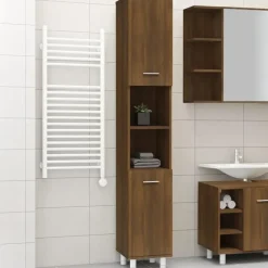 Hoge Kasten-vidaXL - Kolomkast met 2 deuren - Bruin eiken - Bewerkt hout - 30x30x179 cm