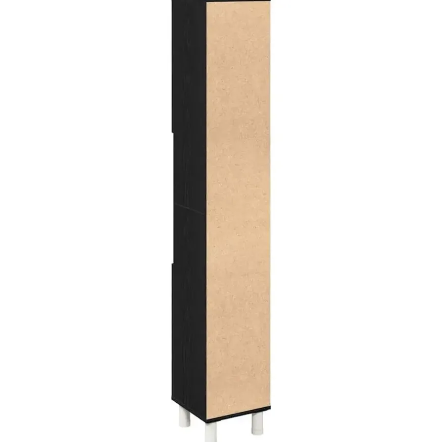 vidaXL - Kolomkast met 2 deuren 2 vakken - Zwart eiken - Hout - 30x30x179 cm